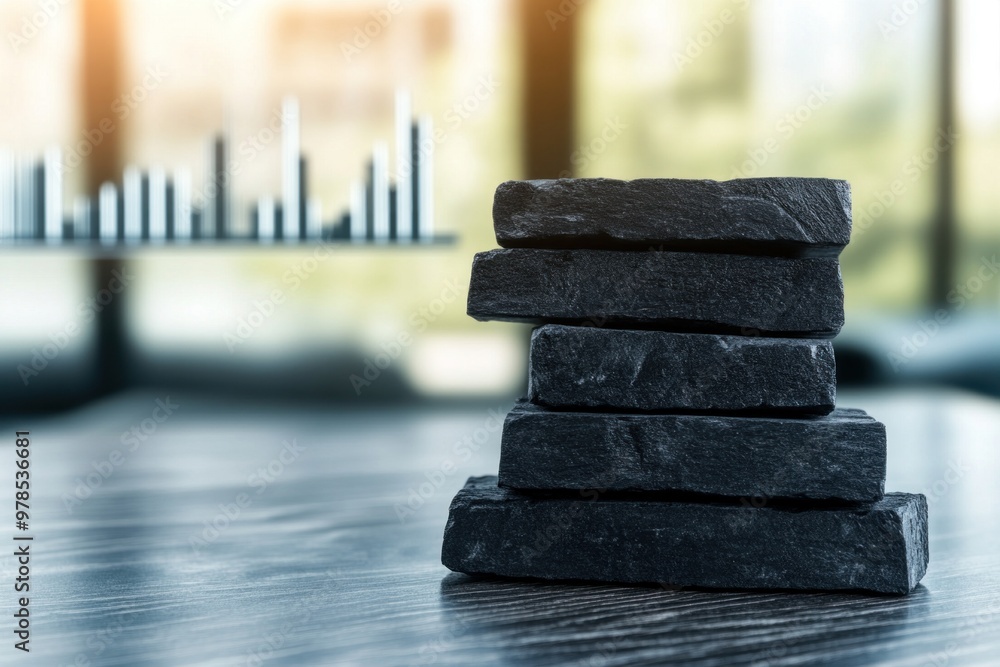 Aufkleber dynamic business graph with charcoal briquettes: a high-resolution photo showcasing the perfect fusi