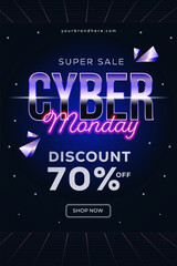 cyber monday vertical banner illustration design in gradient style