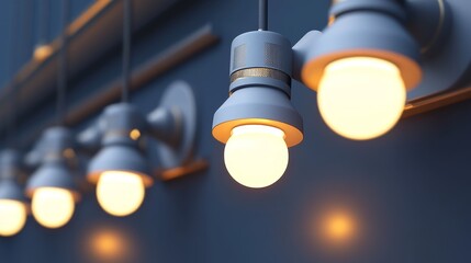 Stylish pendant lights illuminating a wall, creating a warm and inviting atmosphere in a modern interior space.