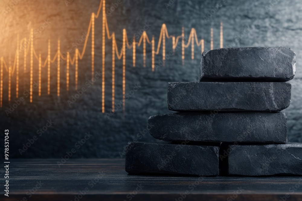 Aufkleber dynamic business graph with charcoal briquettes: a high-resolution photo showcasing the perfect fusi