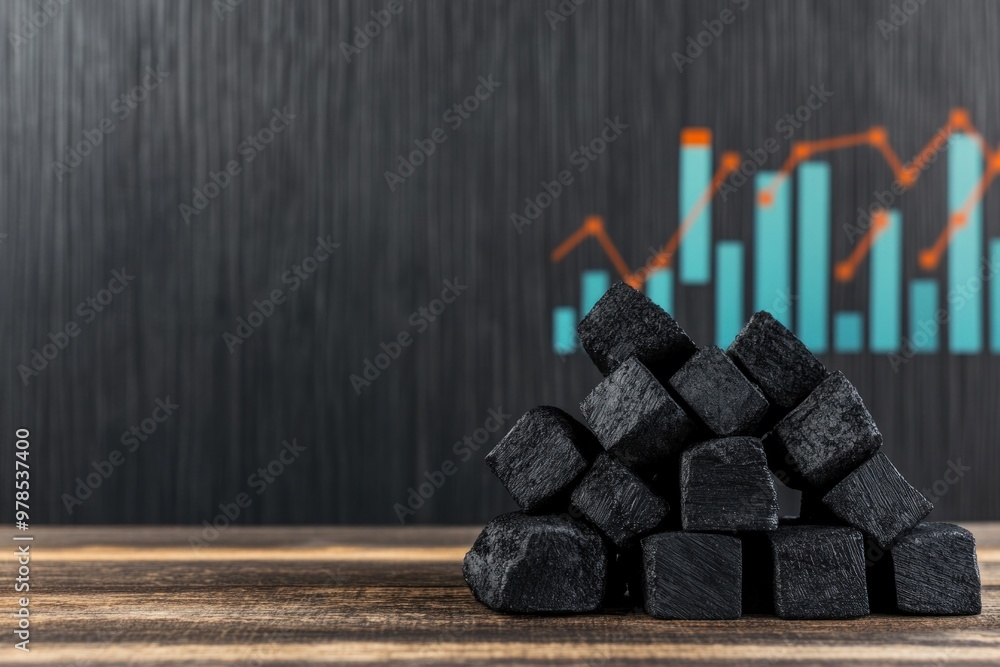 Aufkleber dynamic business graph with charcoal briquettes: a high-resolution photo showcasing the perfect fusi