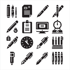 Pen icon silhouette on white background
