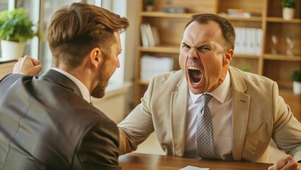 An emotional confrontation portrays a hostile workplace scenario, underscoring the necessity for conflict resolution expertise.
