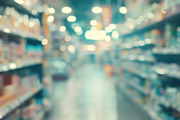 Advertising of a new medical product, pills, medicine or promotion concept. Blurred medical premises, pharmacy or drugstore.