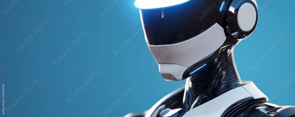 Aufkleber a futuristic robot with a sleek design and glowing features, symbolizing advanced technology and inn