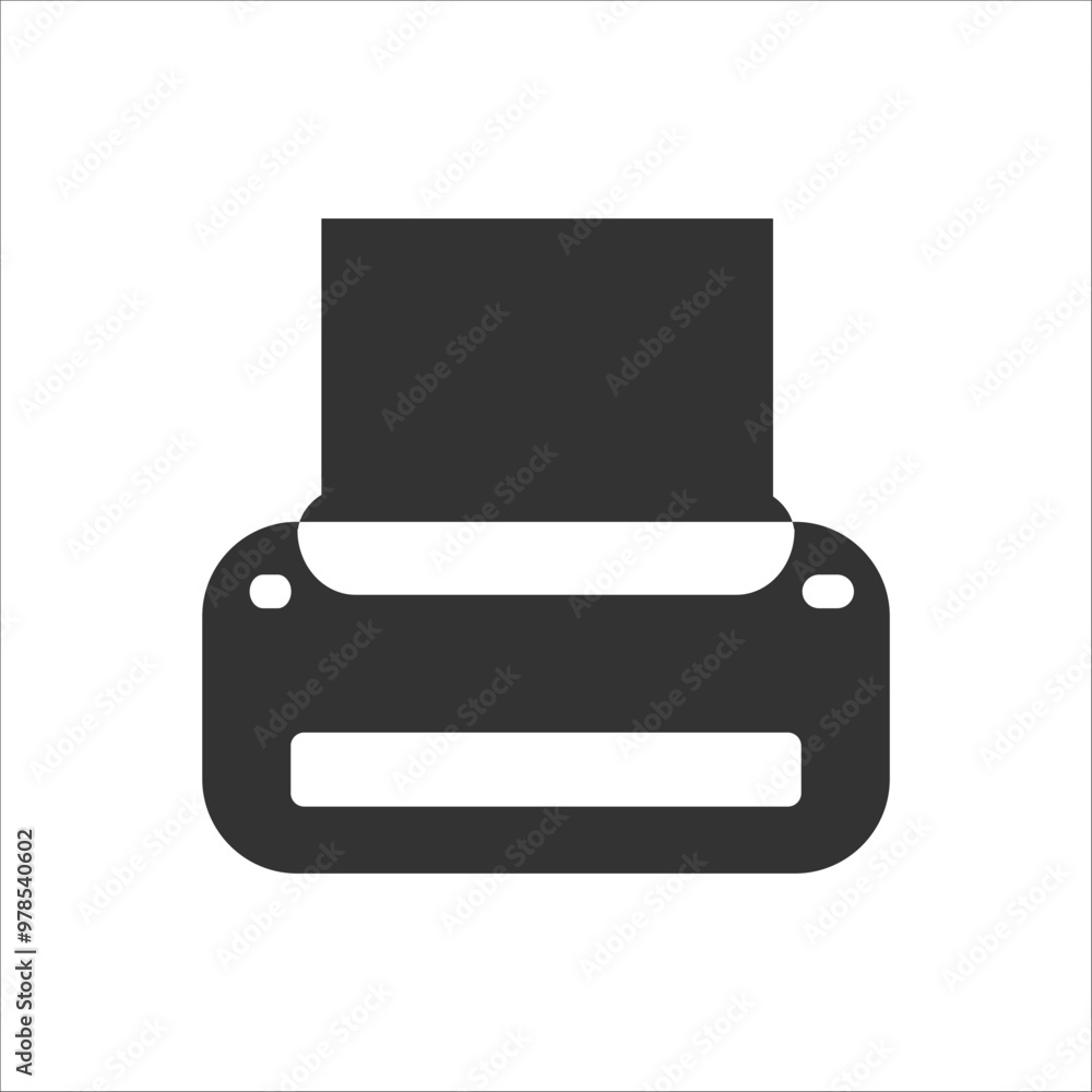 Poster a simplistic black printer icon design, perfect for office and technology-related projects. represen