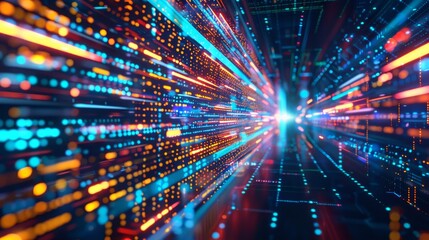 Naklejka premium Abstract illustration of digital transformation in business through advanced technology integration