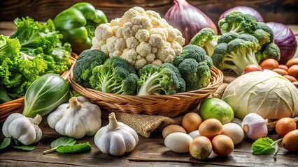 Cruciferous vegetables such as broccoli, cauliflower, and Brussels sprouts, as well as garlic, onions, and eggs, contain high levels of sulfur-rich compounds.