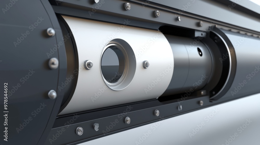 Poster close-up view of a precise mechanism highlighting intricate details of engineering and design in a m