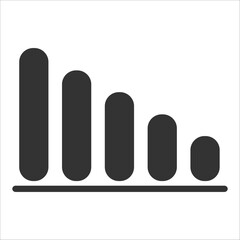 Simple and clear icon of a decreasing bar graph symbol, representing decline or decrease in data, finance, or analytics