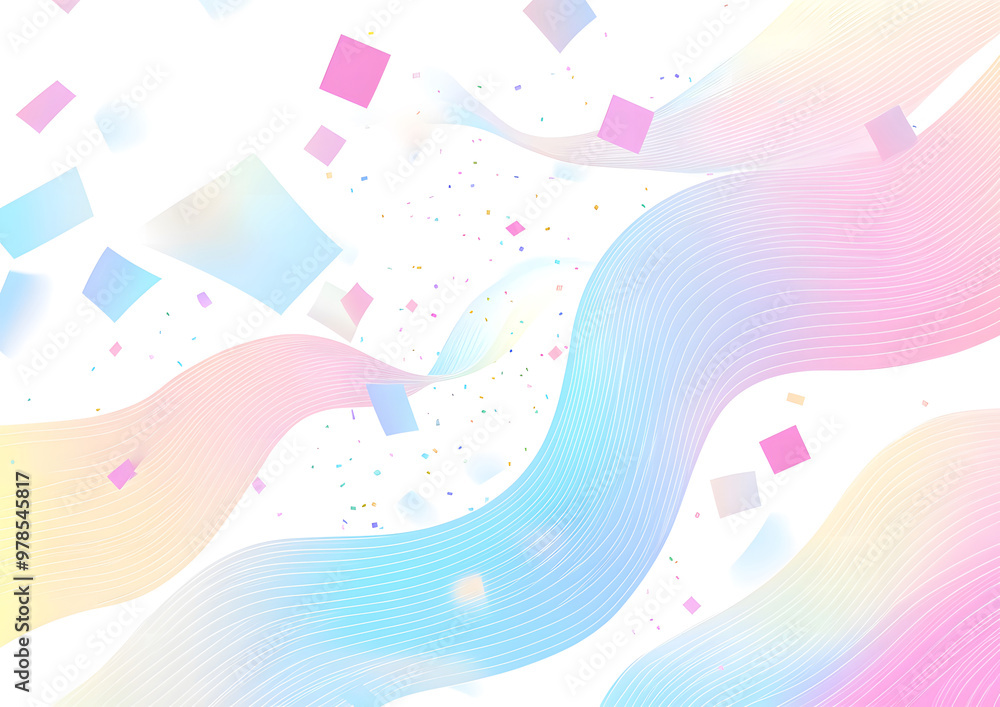 Poster abstract flowing wave with soft pink and blue gradient and sparkling effects