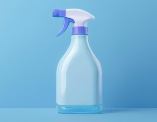 3D blue spray bottle with a purple nozzle, 3D illustration