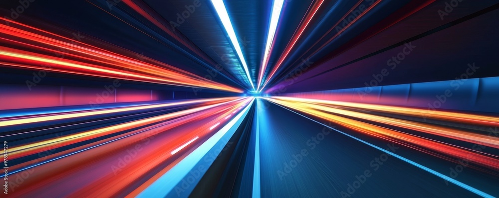 Poster vibrant and dynamic light streaks create a sense of speed and movement, perfect for modern and futur