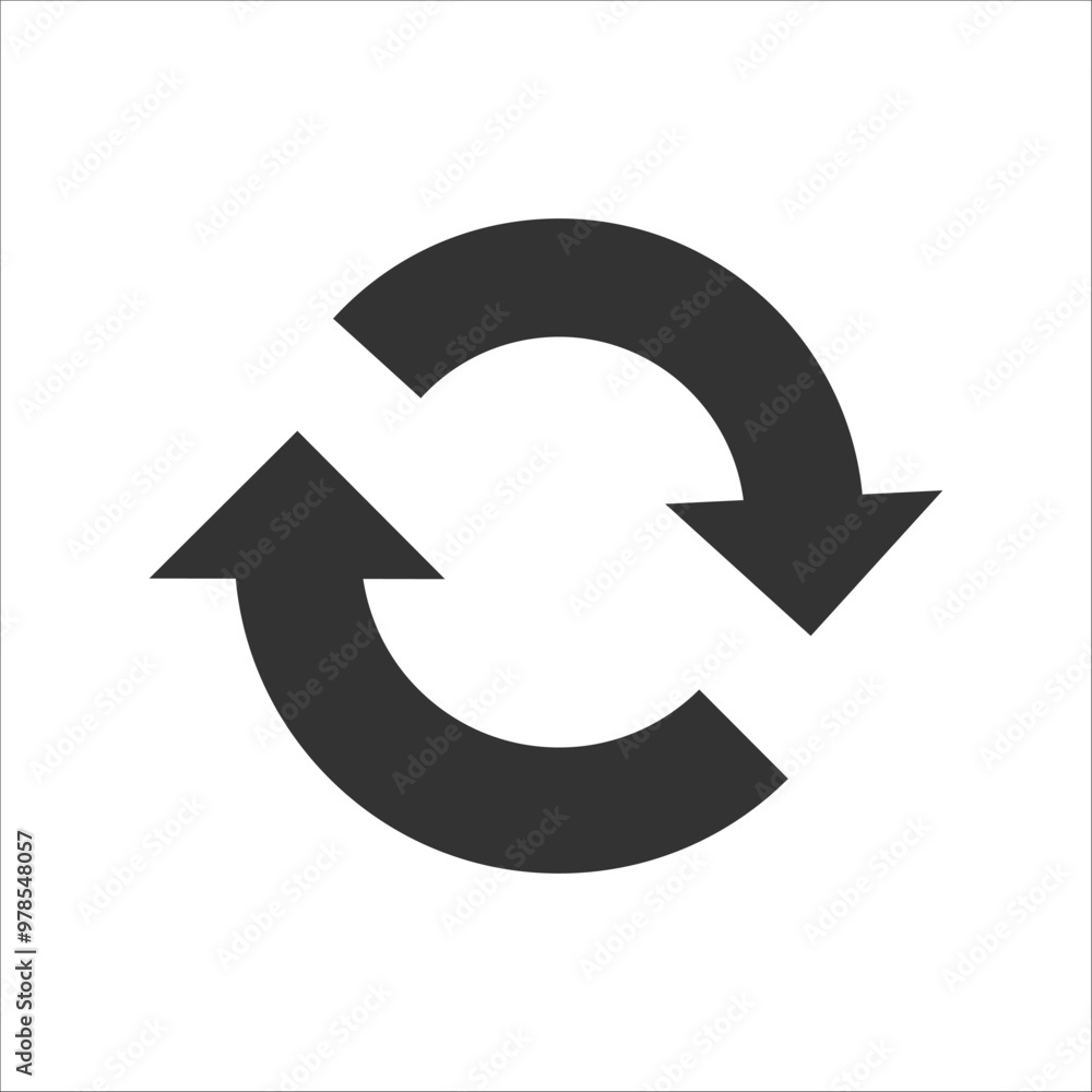 Aufkleber simple black and white circular arrow icon, representing synchronization, refresh, or repeat functio