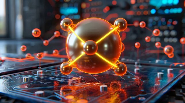 Atomic structure visualization  electrons orbiting nucleus and quantum mechanics principles