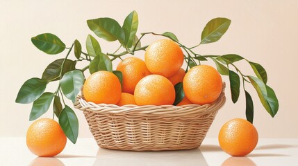 Vibrant Clementines Filling a Woven Basket Capturing the Essence of Fresh Citrus Harvest