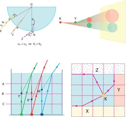 Optics, reflection lesson forms, Light Reflection infographic diagram with example of light source where incoming rays reflected on a smooth shiny mirror surface for physics science education
