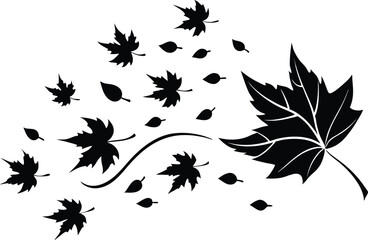 Kids Vector Art of Autumn Leaves in the Wind for Coloring Fun
