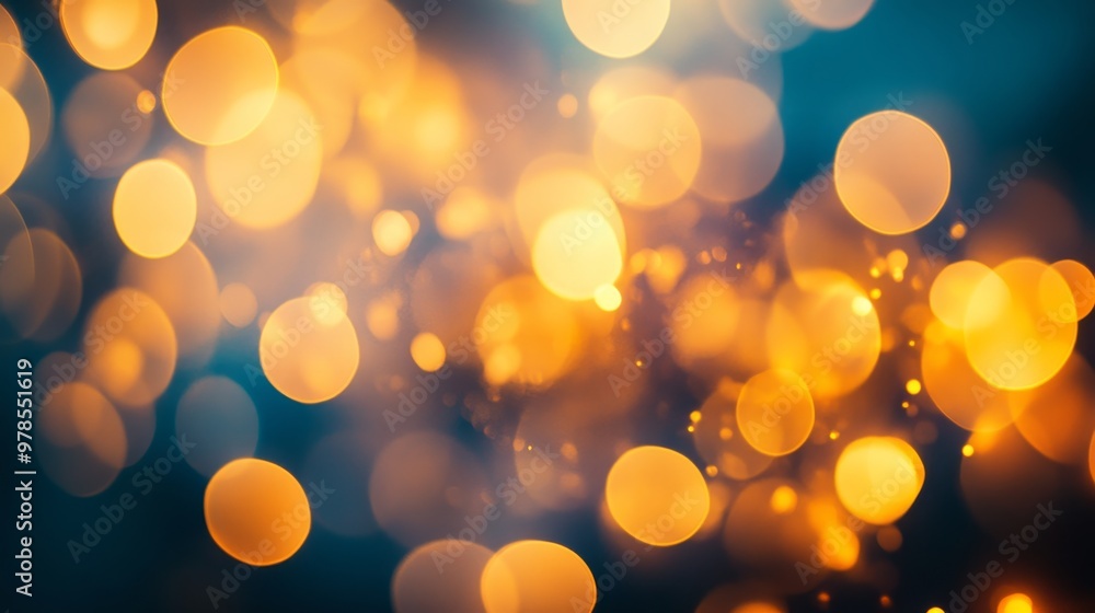 Poster a vibrant display of glowing bokeh lights in warm tones, perfect for backgrounds and creative projec
