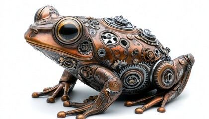 Steampunk Frog Sculpture With Intricate Clockwork Details