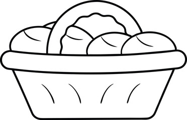 Cornbread in a Basket Fun Vector Illustration for Kids Coloring Book

