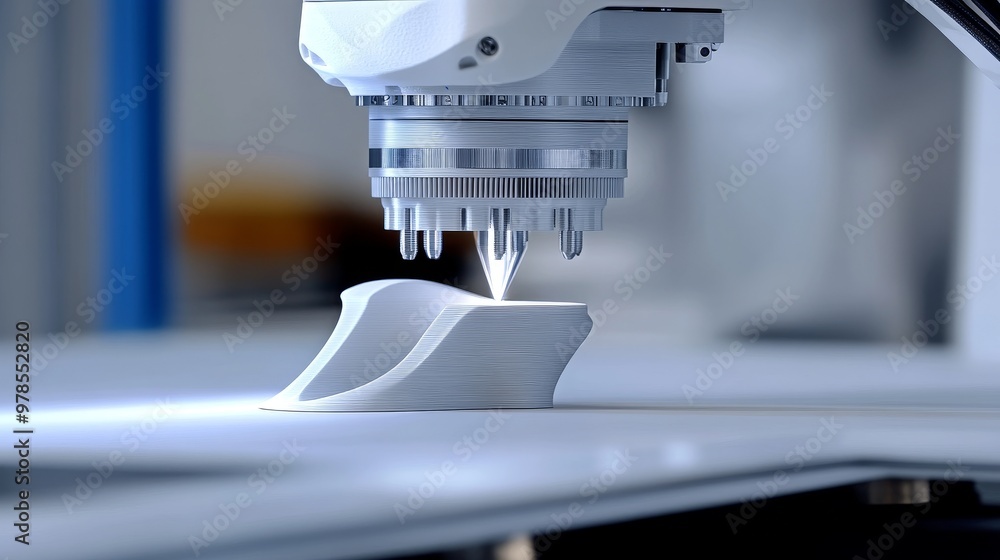 Poster close-up of a 3d printer creating an intricate design, showcasing advanced technology in manufacturi