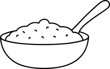 Bowl of Stuffing with Spoon Vector Illustration for Kids Coloring Fun

