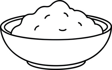 Bowl of Mashed Potatoes with Butter Vector Illustration Delicious Food Art
