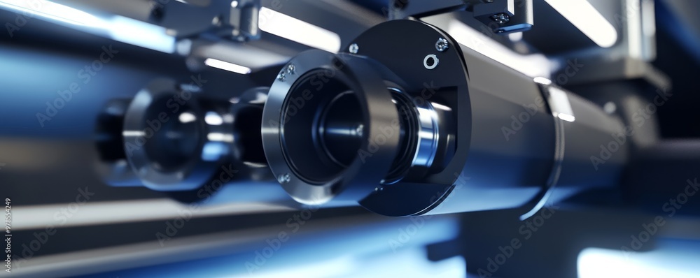 Poster close-up view of advanced optical machinery showcasing precision engineering and modern technology i