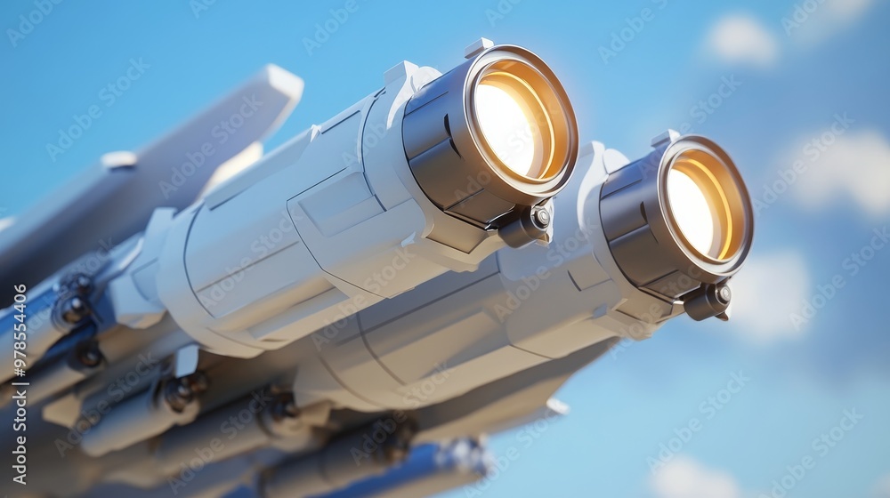 Poster close-up view of rocket engines highlighting their intricate design and powerful thrust capabilities