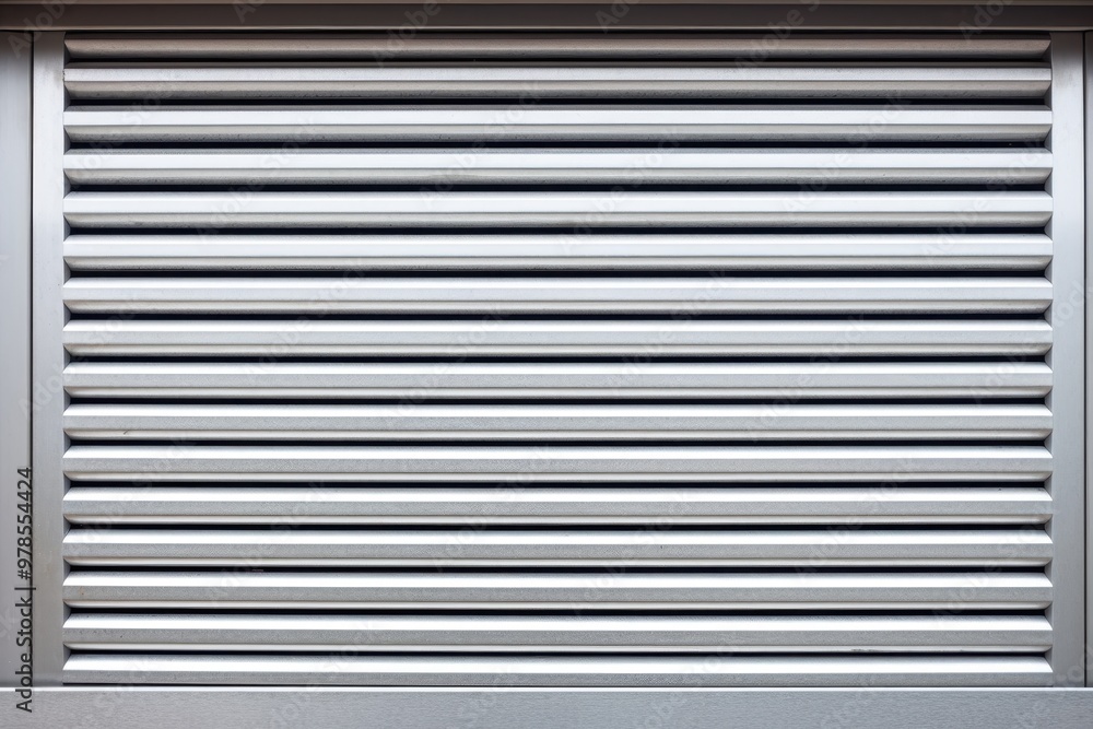 Wall mural silver metal ventilation grille on building wall