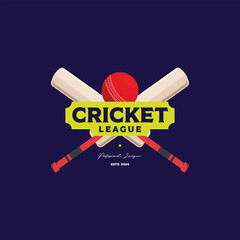 minimalist cricket logo design. graphic design elements cricket ball and cricket bat illustration