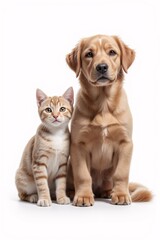Obraz premium dog and cat, labrador, pet, puppy, animal,