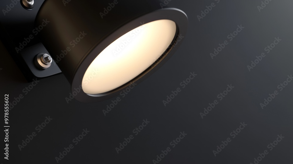 Poster modern ceiling light fixture illuminating a dark surface, showcasing sleek design and minimalistic a