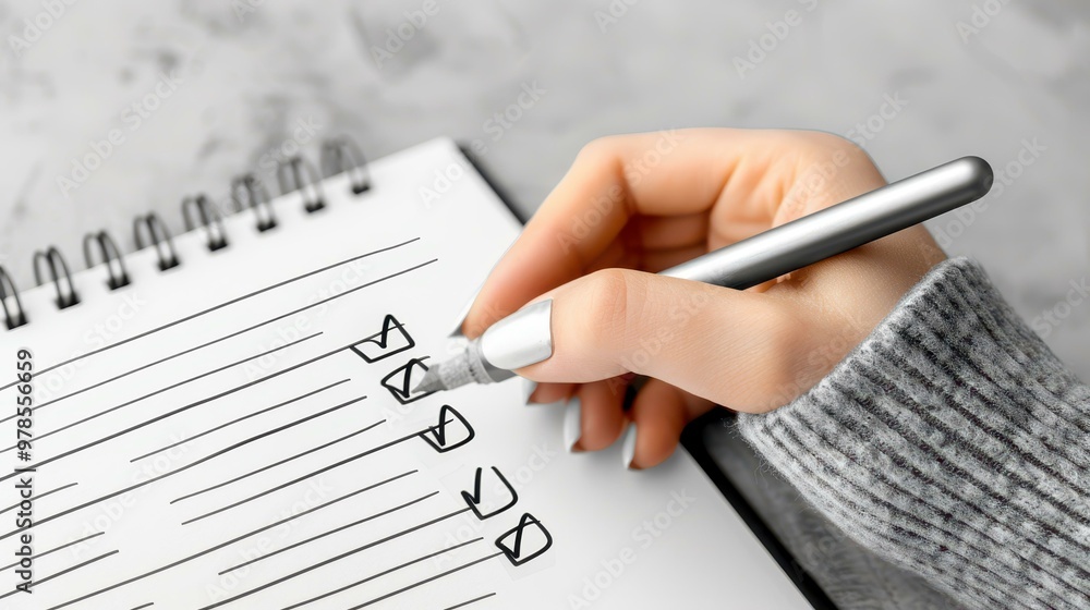 Poster a simple line drawing of a clipboard with a todo list, perfect for showcasing test preparation and e