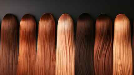 Vibrant brunette hair swatches in stunning shades create a visual feast, perfect for any hair enthusiast or designer.