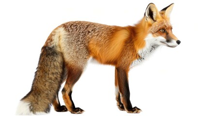 A vibrant red fox illustration set against a crisp white backdrop, capturing the essence of this clever creature in striking detail.