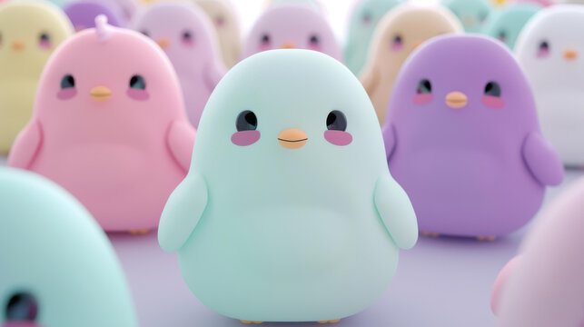 Vibrant Squishmallows in pastel hues create a delightful overhead view, perfect for fans of cute, plush characters.