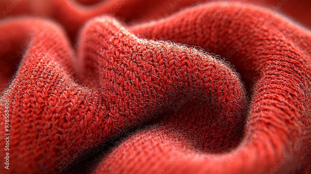 Poster red woolen fabric abstract background : generative ai