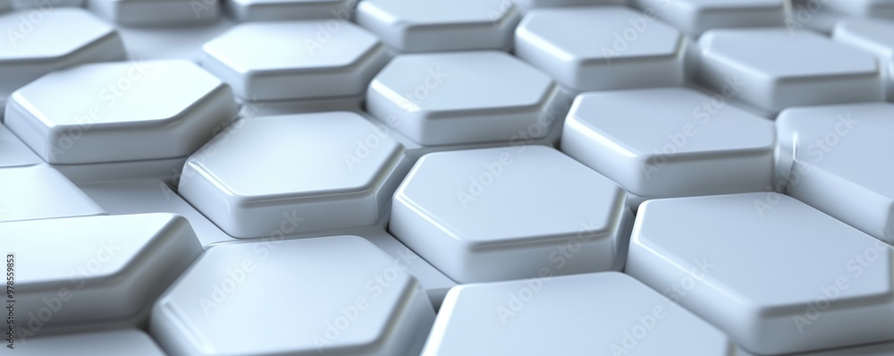 Aufkleber a close-up view of a sleek, modern hexagonal pattern with a clean white finish, perfect for backgrou