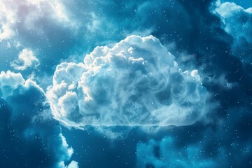 Fototapeta premium Cloud integration and data synchronization visualized through digital streams and cloud technology