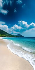 Obraz premium Tropical Beach Landscape with White Sand and Blue Ocean