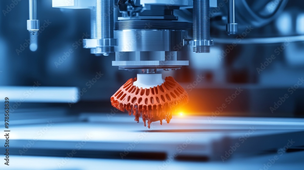 Aufkleber advanced 3d printing technology showcasing a precision mechanism creating intricate designs in a mod