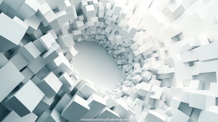 An abstract representation of geometric shapes converging in a tunnel, creating a modern and minimalist visual effect.