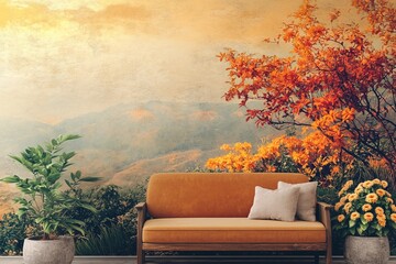 Home interior of an old abandoned apartment. Uncomfortable interiors with furniture and old walls. Illustration on the theme of apartment furnishings.
