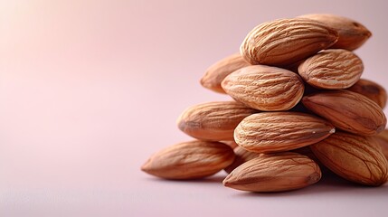 Obraz premium Almond Nuts Macro Photography on Pink Background