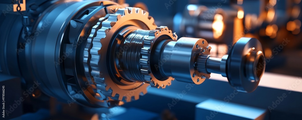 Poster close-up view of precision gears and machinery components showcasing intricate mechanical design and