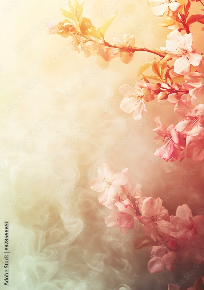 Wall mural Floral Background With Soft Pastel Colors And Blurred Smoke