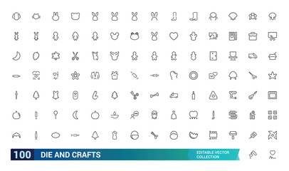 Set of thin line diy and crafts Icons collections. Thin Line art icon with editable formate, Linear icon collection. Thin line editable stroke sign.  Vector illustration