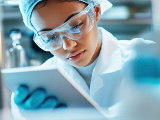 Focused  Indian Female Scientist Working in a Laboratory